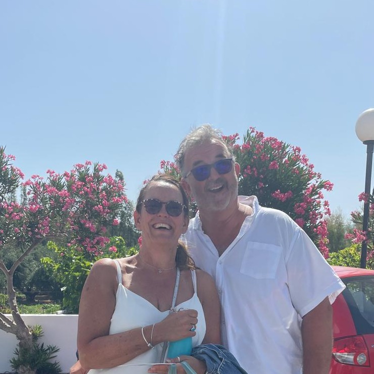 Photo of Helen and Rog at our resort in Samos, they are Richmond ministry leaders