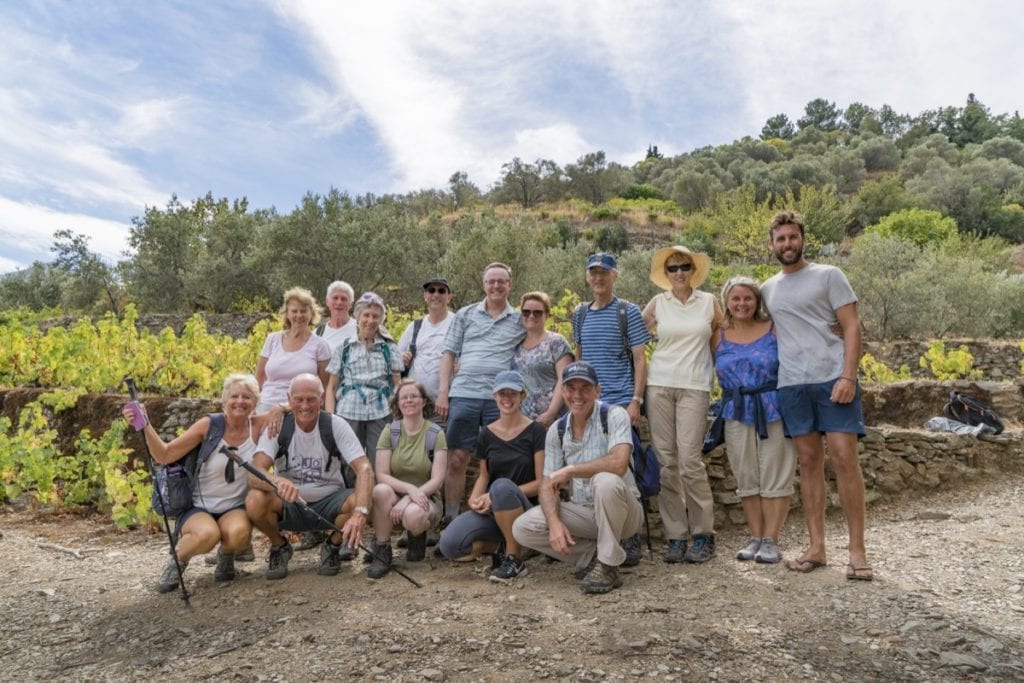 A group of new friends on the Walking Week in Samos, Greece in late summer