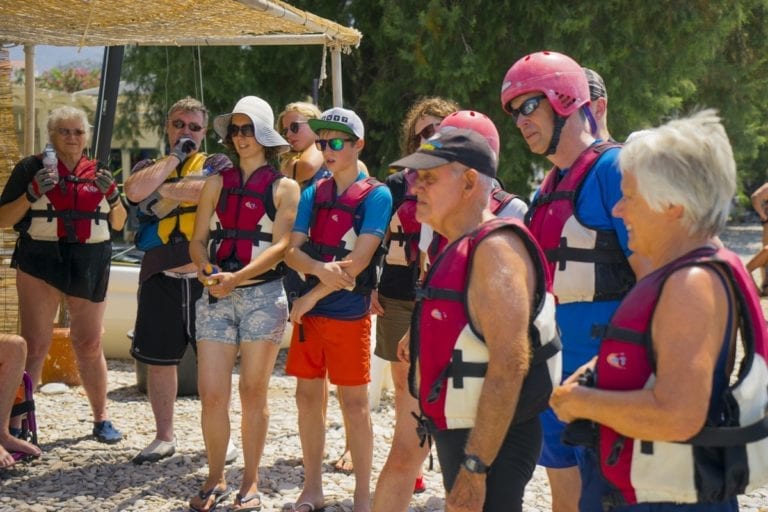 The Waterfront debrief in Samos on a Richmond Summer Holiday