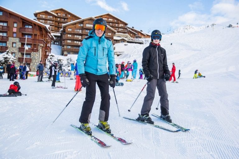 Beginner Skiers trying out the slopes in Les Menuires, The Three Valleys, France