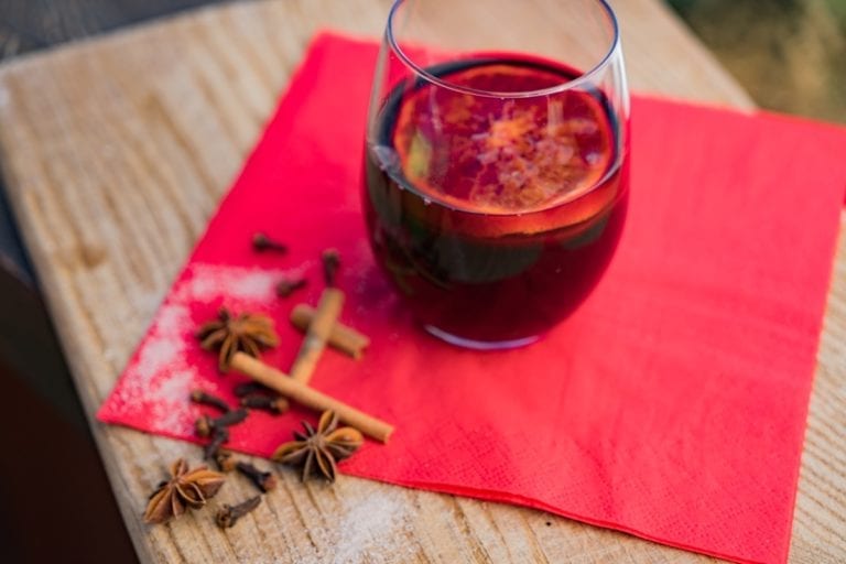 A glass of mulled wine prepared by Richmond staff at the chalet's bar