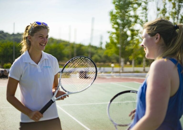 Tennis tuition at the Zefiros Beach Hotel, Samos, Greece, whilst on a Richmond summer holiday