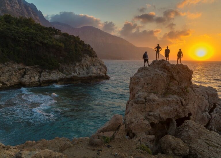 A Samos sunset over the Aegean Sea in Greece