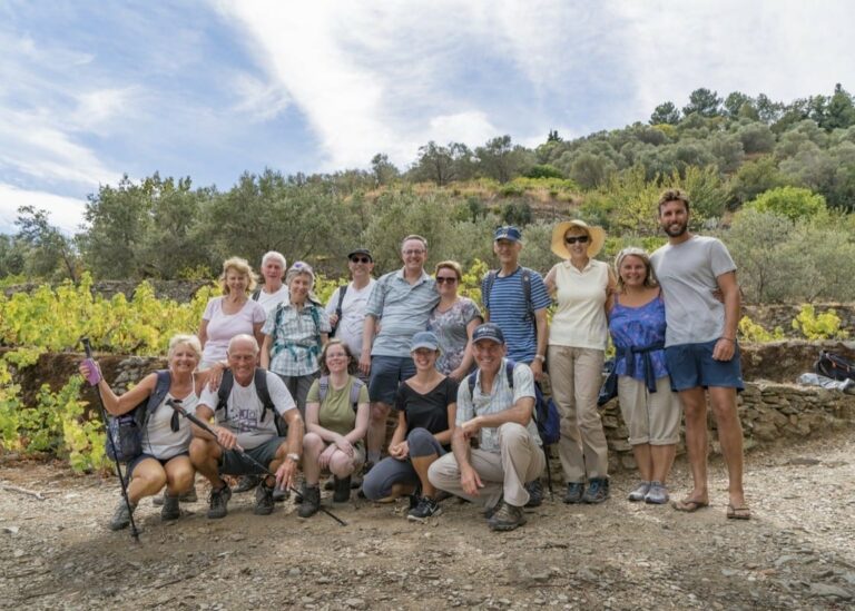 A group of new friends on the Walking Week in Samos, Greece in late summer