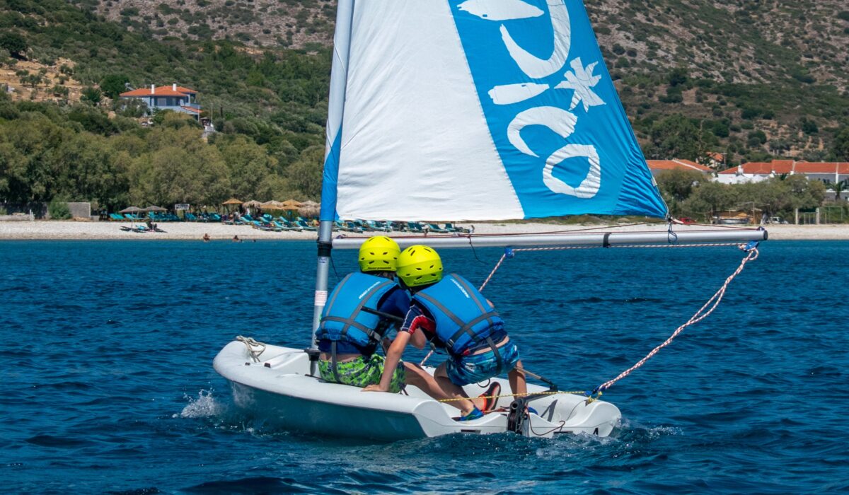 Two young Richmond guests sailing on a Pico boat