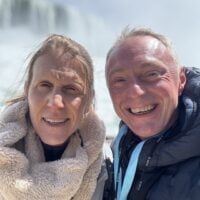 Paul and Fiona smiling in ski jackets