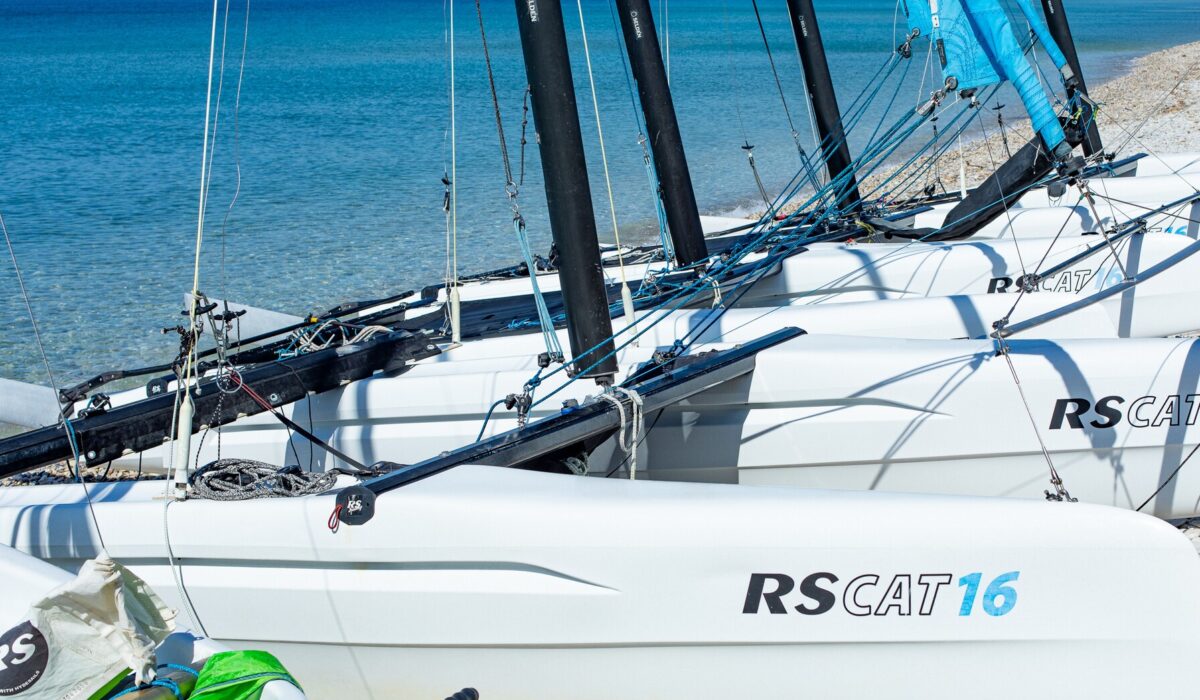 Fleet of RS Cat 16s in Mykali Bay