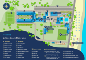 A map of Zefiros Beach Hotel, Samos