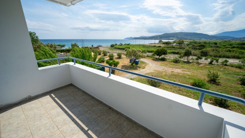 Corner Suite balcony with sea views from balcony.