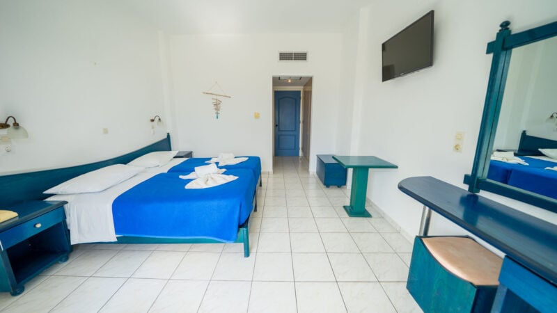 A Reception Level Room with two twin beds and flatscreen TV on the wall.