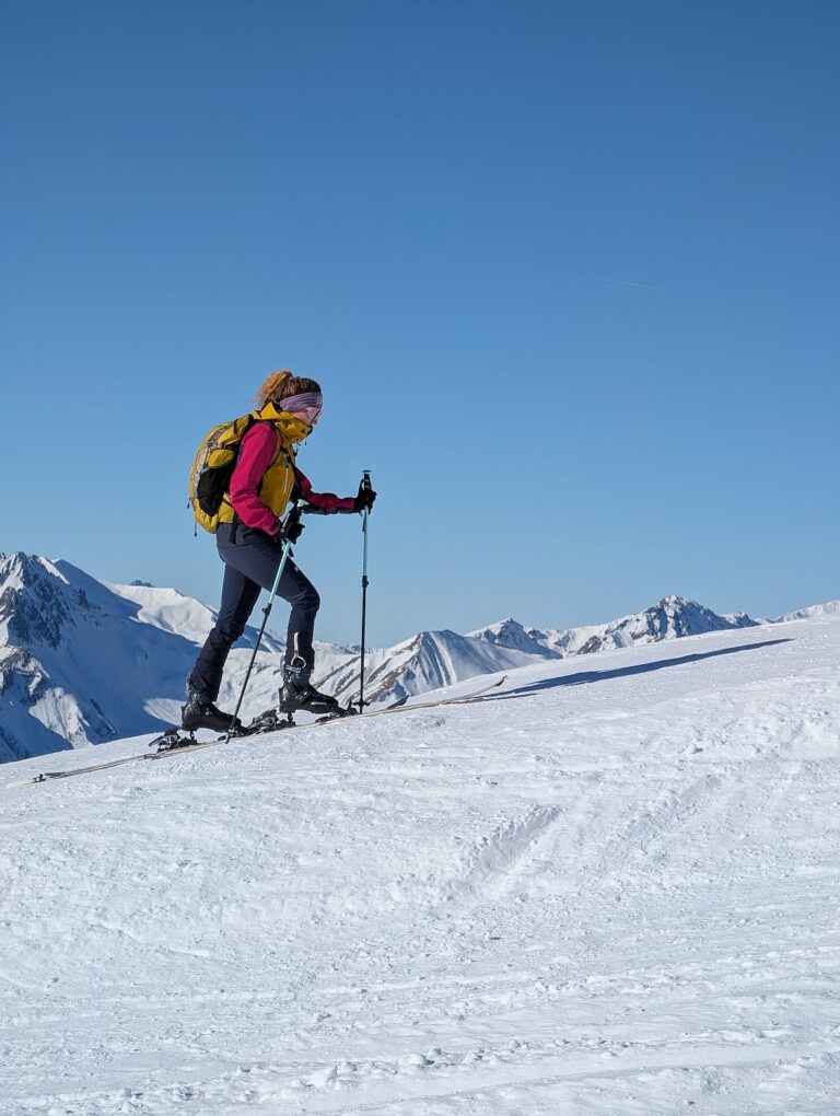 Richmond Skiing guest walking on skis up ski slope