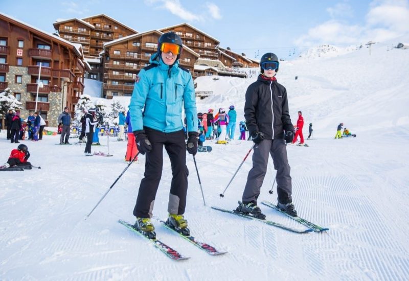 Beginner Skiers trying out the slopes in Les Menuires, The Three Valleys, France